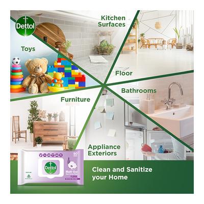 Dettol Multi-Use Skin & Surface Wipes - Floral 80's - Facial Wipes & Tissues