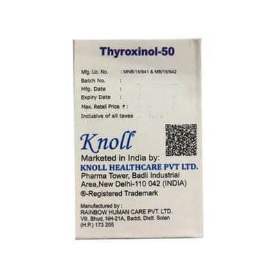 THYROXINOL 50 Tablet 100's - Hypothyroidism