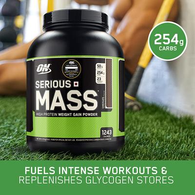 Optimum Nutrition (ON) Serious Mass Powder - Chocolate Flavour 6 lb - Workout Essentials