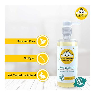 Tiffy & Toffee 99% Water Baby Wet Wipes (Pack of 6 x 80's) + Non-Alcoholic Hand Sanitizer - Lemon 500 ml - Diapers & Wipes