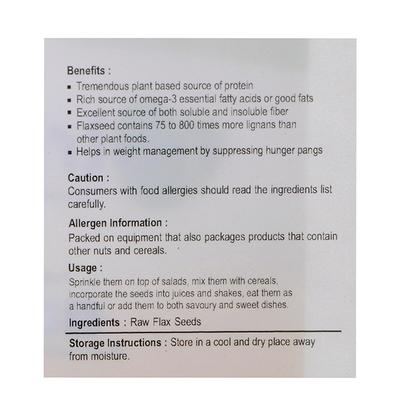 Nutriwish Raw Flax Seeds 500 gm - Nutritional Bars