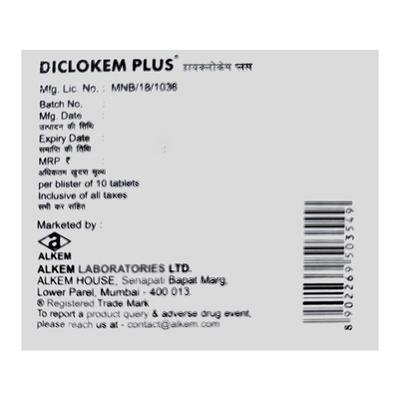 Diclokem Plus Tablet 10'S - Pain relief-Nsa