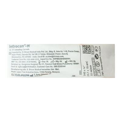B Braun Introcan W IV Cannula (24G x 3/4) (0.7 x 19mm) (Ref 4254074B) 1's - Cannula