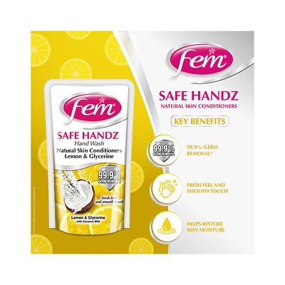 Fem Soft Handz Handwash - Lemon & Glycerine 185 ml - Hand Wash & Soaps