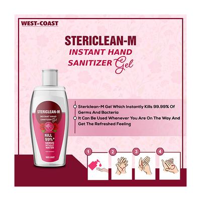 Stericlean-M Instant Hand Sanitizer Gel - Rose Flavour 200 ml - Hand Sanitizer