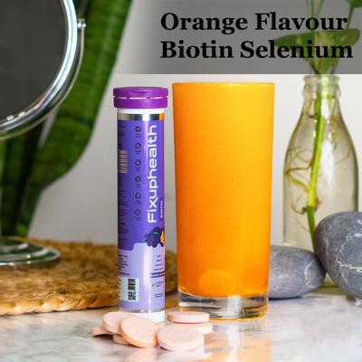 FixUpHealth Biotin Effervescent Tablet - Orange Flavour 20s & FixUpHealth Glutathione Effervescent Tablet - Strawberry Flavour 15s 1's - Hair & Skin