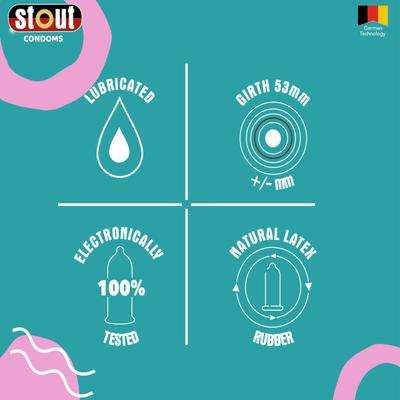 Stout Ultra Ribbed Condoms - Bubblegum (Pack of 5 x 10's) 1's - Plain/Flavoured Condoms