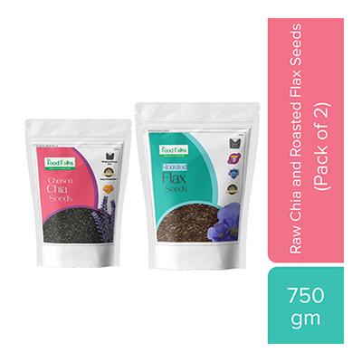 The Food Folks Roasted Seeds Combo (Raw Chia Seeds 250 gm + Roasted Flax Seeds 500 gm) - Nutritional Bars