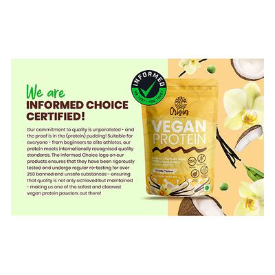 Origin Nutrition Vegan Protein Powder - Vanilla Flavour 785 gm - Whey Proteins