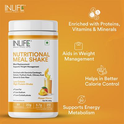 Inlife Nutritional Meal Shake Powder - Mango Flavour 500 gm - Weight Loss