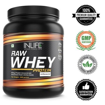 INLIFE Raw Whey Protein Powder - Unflavoured 500 gm - Whey Proteins