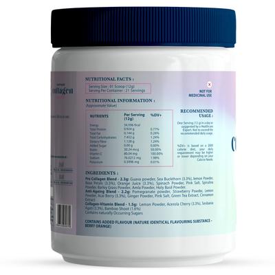 Nirvasa Plant Based Collagen Builder Powder - Berry Orange (Pack of 5 x 250 gm) 1's - Hair & Skin