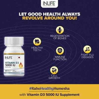 INLIFE Vitamin D3 5000 IU Capsules 60's - Multi-Vitamins