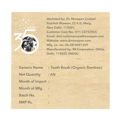 Dr.Morepen Organic Bamboo Adult Toothbrush Combo Pack ( Soft - Pink 1's, Blue 1's, Brown 1's + Medium - Neon 1's, Orange 1's, Charcoal 1's) - Toothbrushes