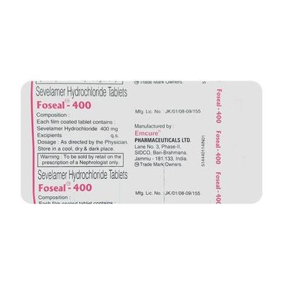 Foseal 400mg Tablet 10'S - Poisoning/Overdose-Ant