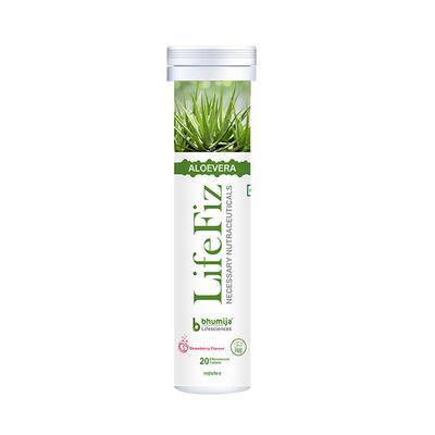 Bhumija Lifesciences Lifefiz Aloe Vera Effervescent Tablet - Strawberry Flavour 20's - Herbal Dietary Supplement