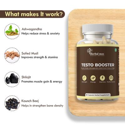 Herbal Max Testo Booster Capsule 60's - Sexual Care