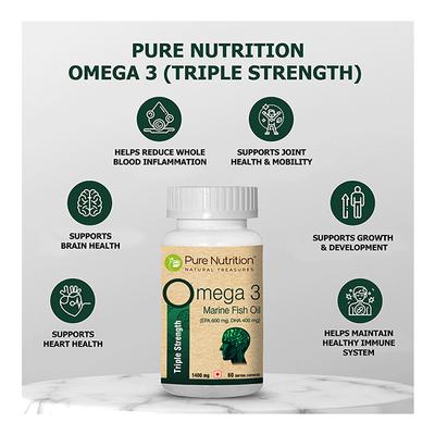 Pure Nutrition Omega 3 Marine Fish Oil Softgel Capsule 60's - Omega Fish Oil Fatty Acids