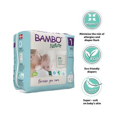 Bambo Nature Tape Diapers with Wetness Indicator - XS (1) 22's - Diapers & Wipes