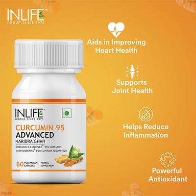 INLIFE Curcumin 95 Advanced 500 mg Vegetarian Capsule 60's - Herbal Dietary Supplement