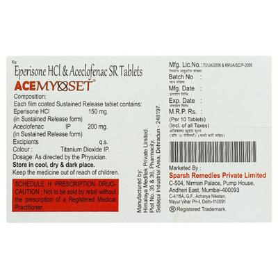Acemyoset Tablet 10'S - Pain relief-Nsa
