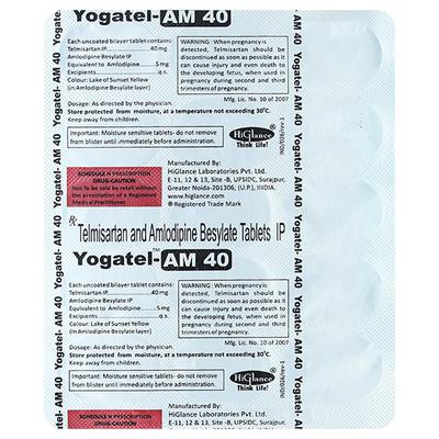 YOGATEL AM 40mg Tablet 15's - Hypertension-Ang