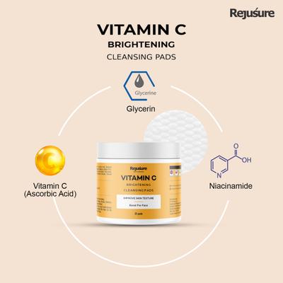 Rejusure Vitamin C Brightening Cleaning Pads 25's - Face Wash & Cleansers