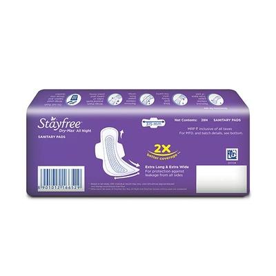 Stayfree Dry-Max All Night Ultra-Dry Wings (XL) 28's - Sanitary Napkins
