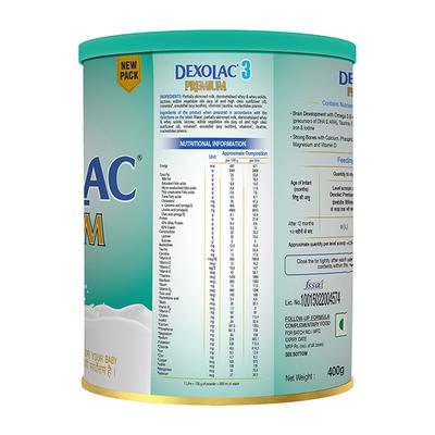 Dexolac Premium Stage 3 (12 - 24 Months) Powder 400 gm (Tin) - Baby And Infant Supplements