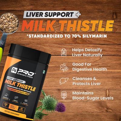 Pro Nutrition & Fitness Milk Thistle 500mg Dietary Supplement Capsule 90's - Workout Essentials