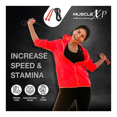 MuscleXP Skipping Rope (Jumping Rope) - Red & Black 1's - Workout Essentials