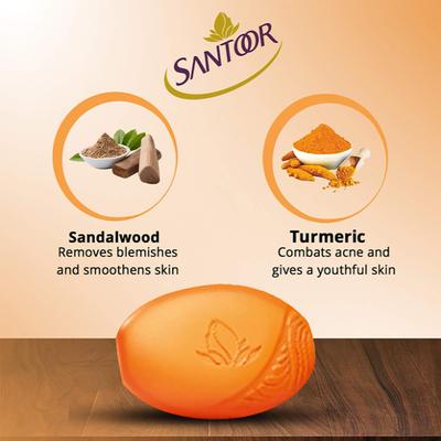 Santoor Orange Soap (Pack of 4) 125 gm - Face Creams