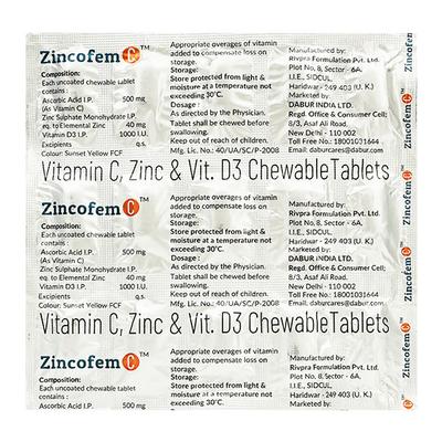 ZINCOFEM C Chewable Tablet 15's - Supplements-Vam