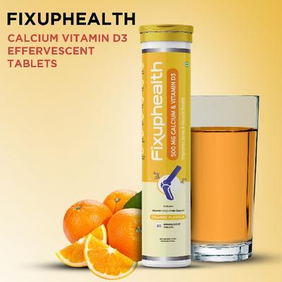 FixUpHealth Calcium and Vitamin D3 Effervescent Tablet - Orange Flavour (Pack of 6 x 20s) 1's - Calcium And Minerals