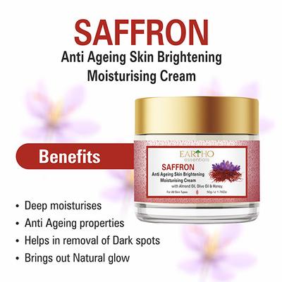 Eartho Essentials Anti Ageing Skin Brightening Moisturising Cream - Saffron 50 gm - Creams/Oils/Lotions