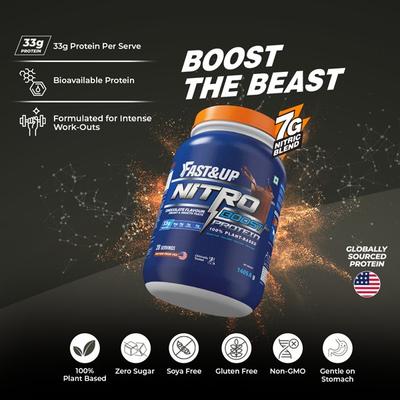 Fast&Up Nitro Boost Protein Powder - Chocolate Flavour 1405.6 gm - Whey Proteins
