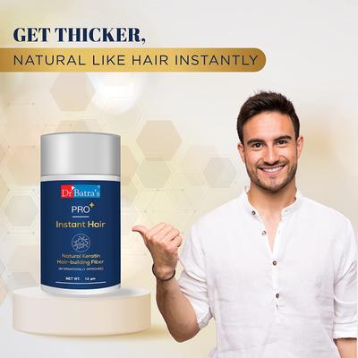 Dr Batra's Pro+ Instant Hair Natural Keratin Hair - Building Fiber (Black) 12 gm - Hair & Skin