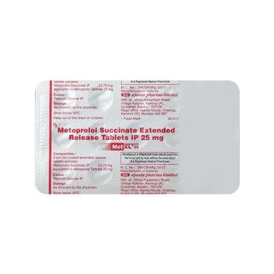 MET XL 25mg Tablet 15'S - Hypertension-Bet