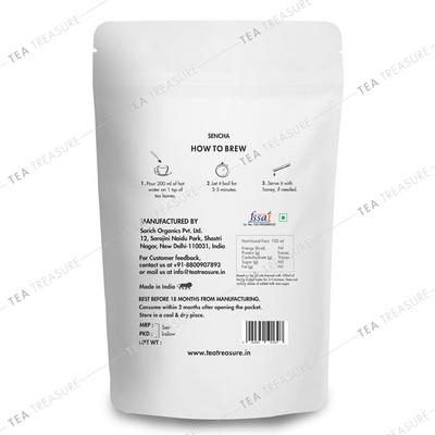 Tea Treasure Whole Leaf Green Tea Leaves - Sencha 50 gm (Pouch) - Teas