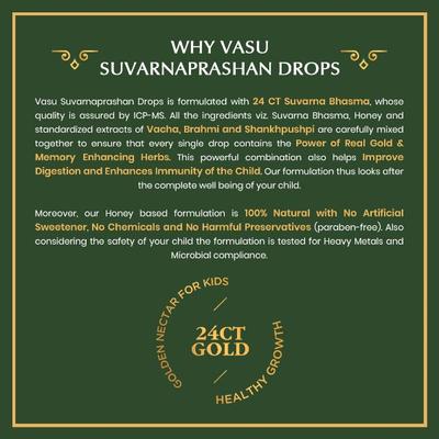 Vasu Ayurveda Suvarnaprashan 24CT Gold Drops for Kids 30 ml - Speciality Medicines