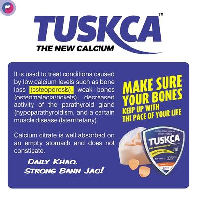 LifeZen Tuskca Calcium with Vitamin D3 Chewable Tablet - Orange Flavour 30's - Calcium And Minerals