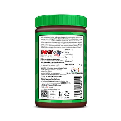NourishVitals Classic Peanut Butter (Almonds Chunks & Dark Chocolate) 750 gm - Nutritional Bars