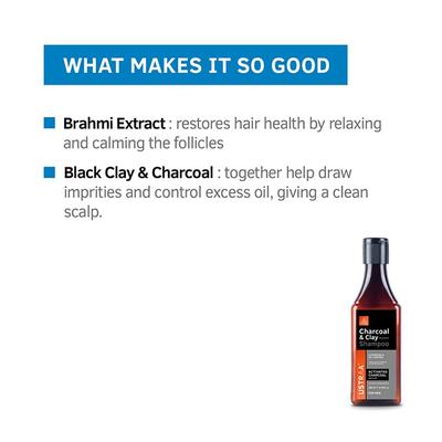 Ustraa Cleansing & Oil Control Shampoo - Charcoal & Clay 200 ml - Shampoos