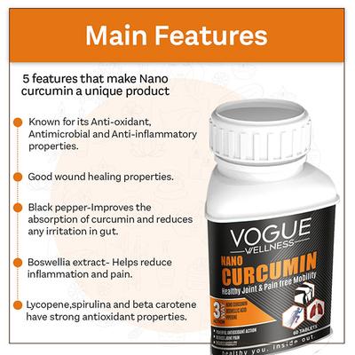 Vogue Wellness Nano Curcumin Tablet 60's - Herbal Dietary Supplement