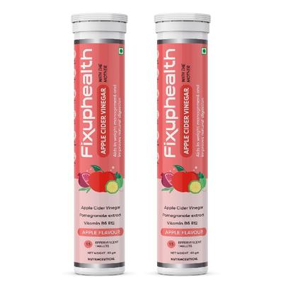 FixUpHealth Apple Cider Vinegar Effervescent Tablet - Apple Flavour (Pack of 2 x 20's) - Apple Cider Vinegar - Acv