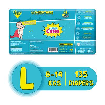 Super Cute's WonderThinz Pull-up Diaper - (L) (8 - 14 kg) (Pack of 5 x 27's) - Diapers & Wipes