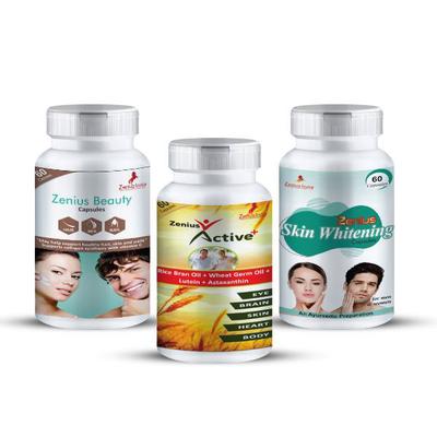 Zenius Beauty Capsule 60's + Active+ Capsule 60's + Skin Whitening Capsule 60's 1's - Personal Care (Ayush)