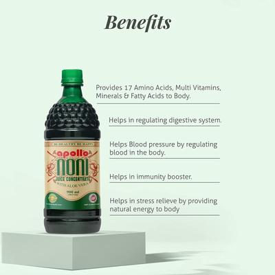 Apollo Noni Juice Concentrate - Aloe Vera (Pack of 2 x 900 ml) - Ayurvedic Juices