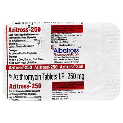 AZITROSS 250 Tablet 6's - Bacterial Infections-Mac