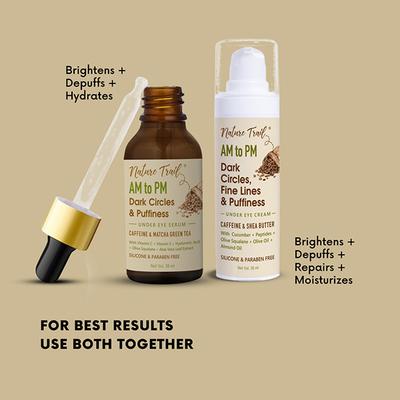 Nature Trail AM to PM Under Eye Serum with Caffeine, Matcha Green Tea, Vit C, Hyaluronic Acid 30 ml - Under Eye Creams & Serums